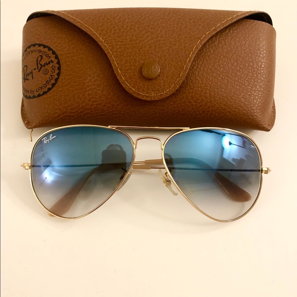 Ray Ban Aviators, Blue Gradient, Gold Fran, 55mm